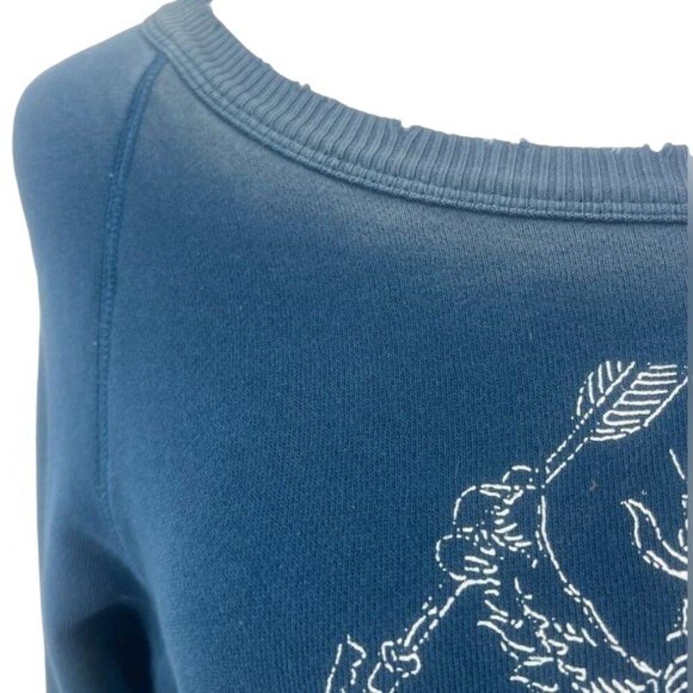 Vintage Free People Blue Printed Lion & The Coat Of Arms Sweater Tunic - Picture 2 of 9